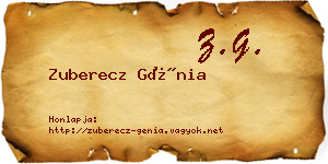 Zuberecz Génia névjegykártya